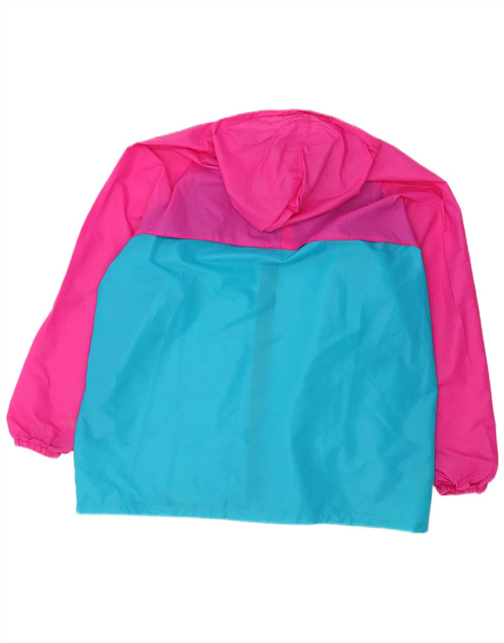Vintage Regnjakke med hætte til mænd UK 44 2XL Blå Colourblock Polyamid