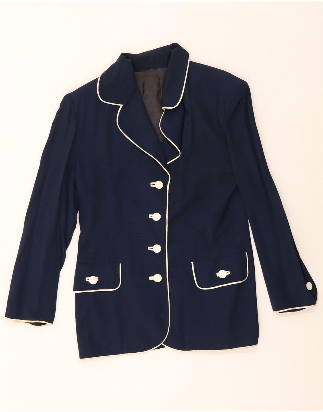 Vintage dame 4-knaps blazerjakke UK 12 Medium Navy Blue