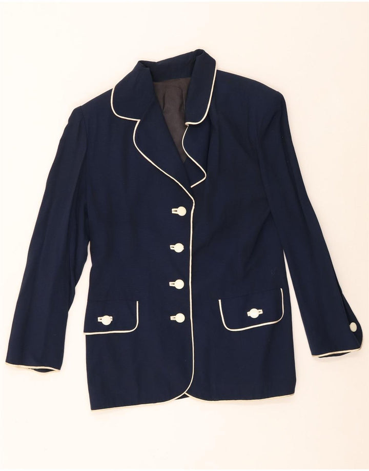 Vintage dame 4-knaps blazerjakke UK 12 Medium Navy Blue