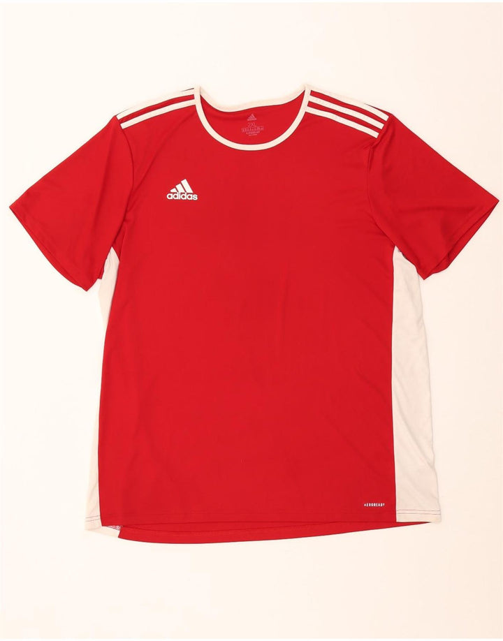 Adidas Herre Aeroready T-Shirt Top 2XL Rød Colourblock Polyester
