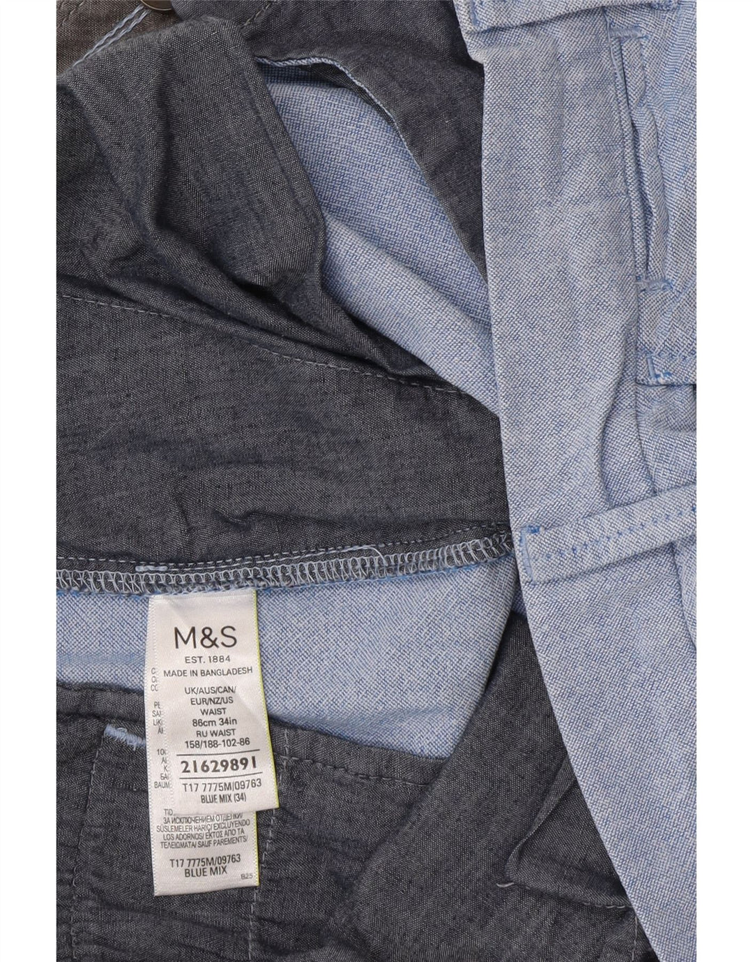 Marks & Spencer Herre Chino Shorts W34 Large Blue Cotton