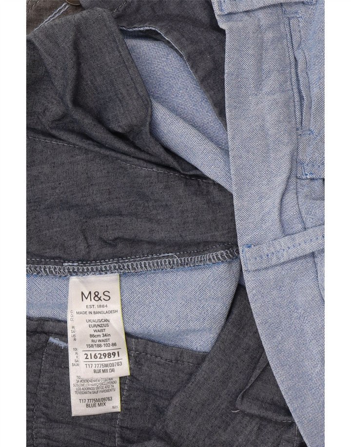 Marks & Spencer Herre Chino Shorts W34 Large Blue Cotton