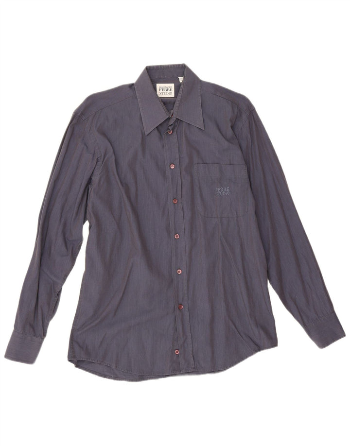 Gianfranco Ferre herreskjorte str. 39 15 1/2 Medium marineblå bomuld