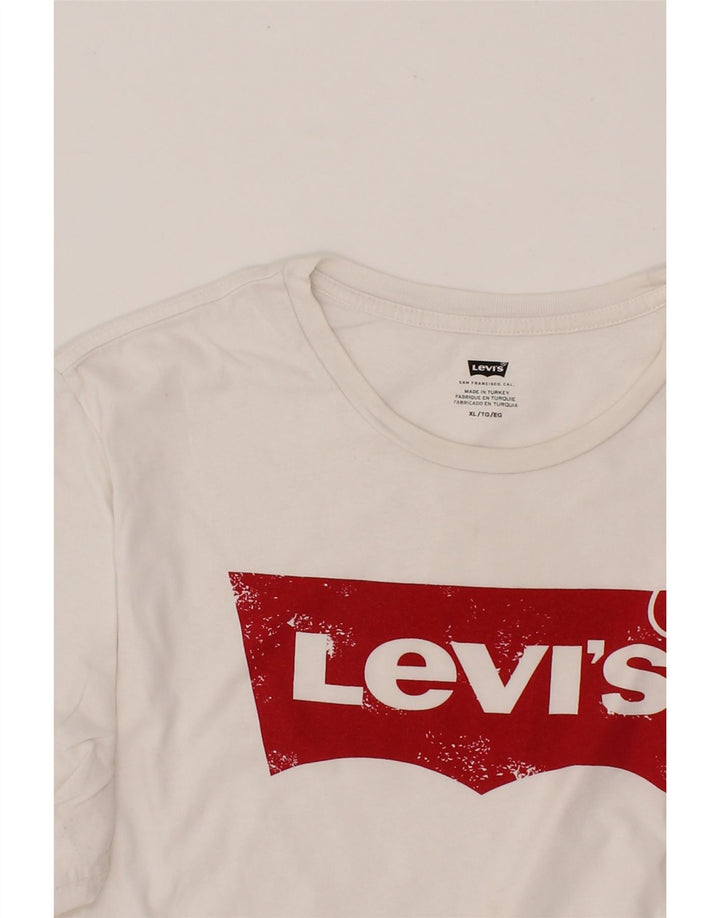 LEVI'S Mens Graphic T-Shirt Top XL White Cotton Vintage Levi's and Second-Hand Levi's from Messina Hembry 