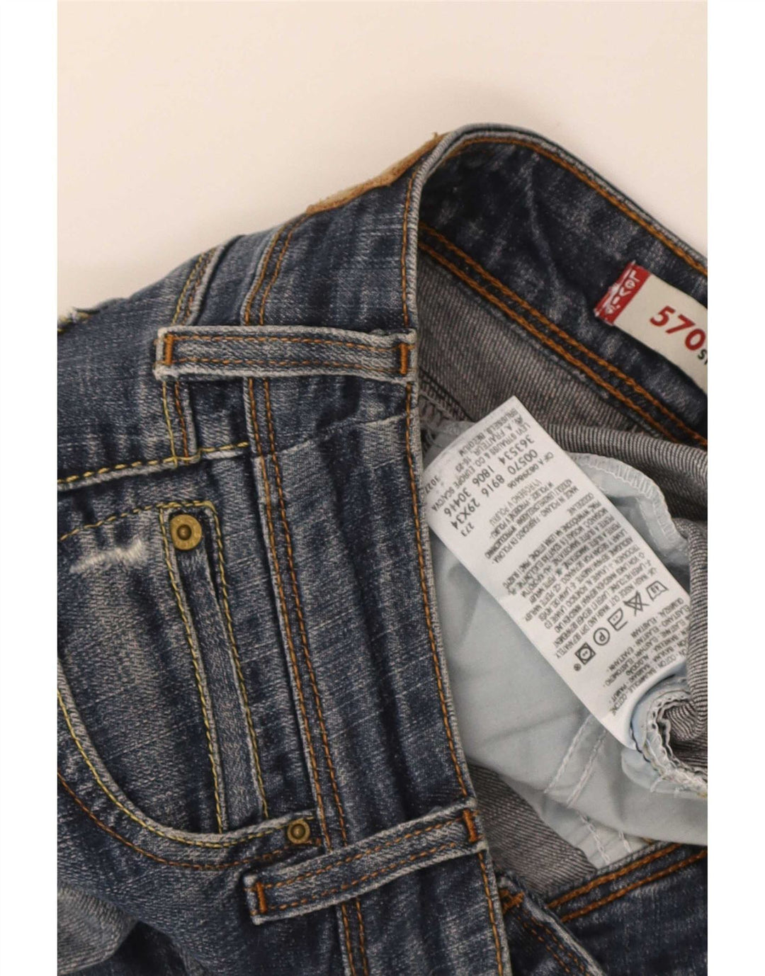 Levi's Dame 570 Crop Straight Jeans W29 L26 Blå Bomuld
