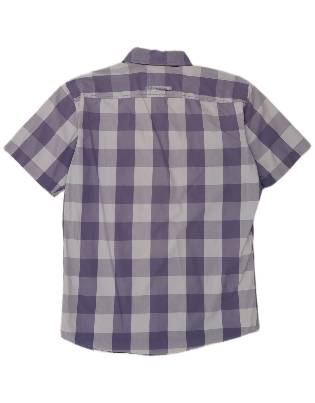 Camel Active Herre kortærmet Regular Fit skjorte Medium Blue Gingham Cotton