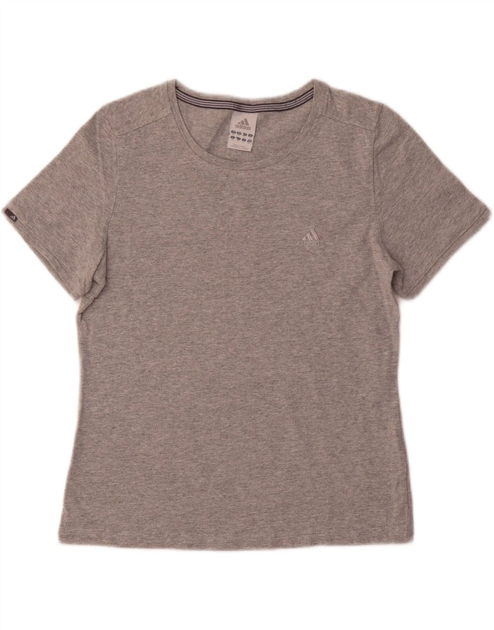 ADIDAS Womens T-Shirt Top UK 14 Medium Grey Cotton