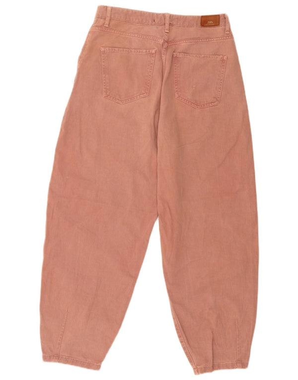 Zara Womens Loose Fit Cropped Trousers EU 36 XS W26 L25 Orange Bomuld
