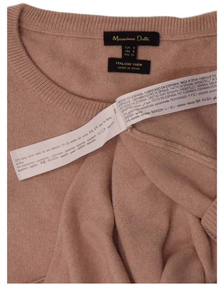 Massimo Dutti Dame Boat Neck Jumper Sweater UK 10 Small Beige Polyamid