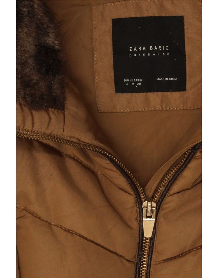 Zara polstret jakke til kvinder UK 12 Medium Brun Polyester