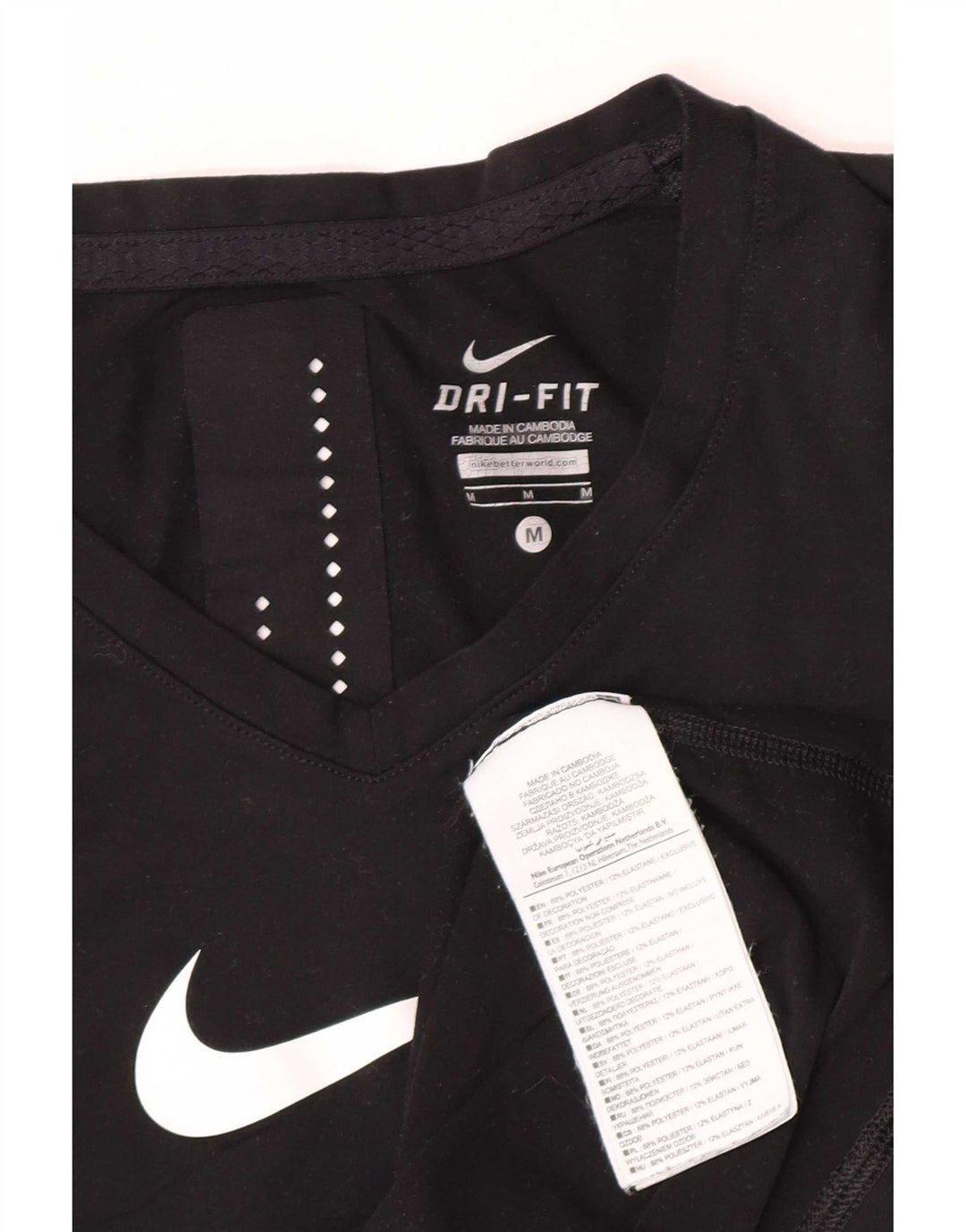 Nike Dame Dri Fit Grafisk Vest Top UK 12 Medium Sort Polyester