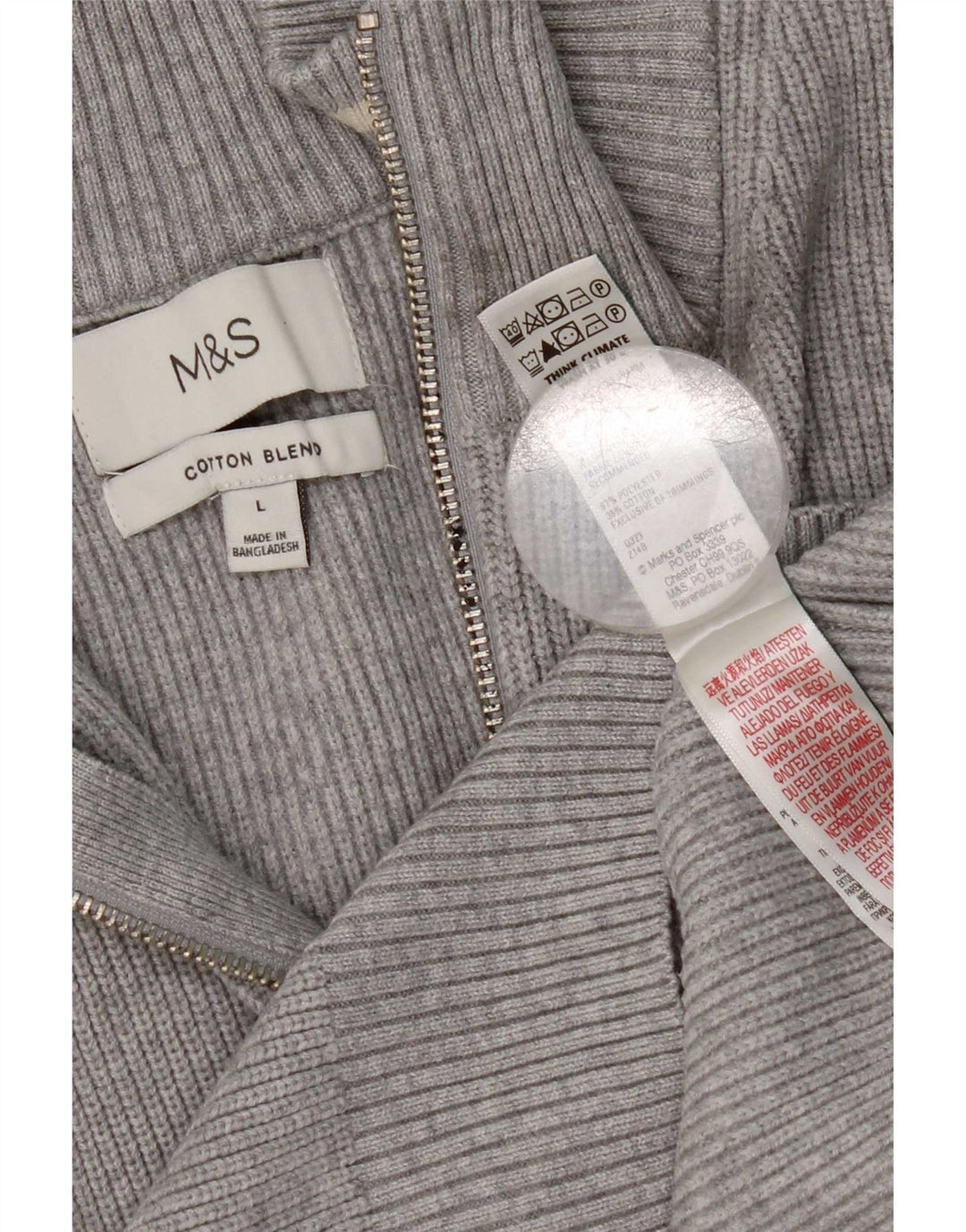 Marks & Spencer Herre Regular Fit Zip Neck sweater, stor grå