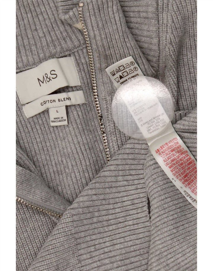 Marks & Spencer Herre Regular Fit Zip Neck sweater, stor grå