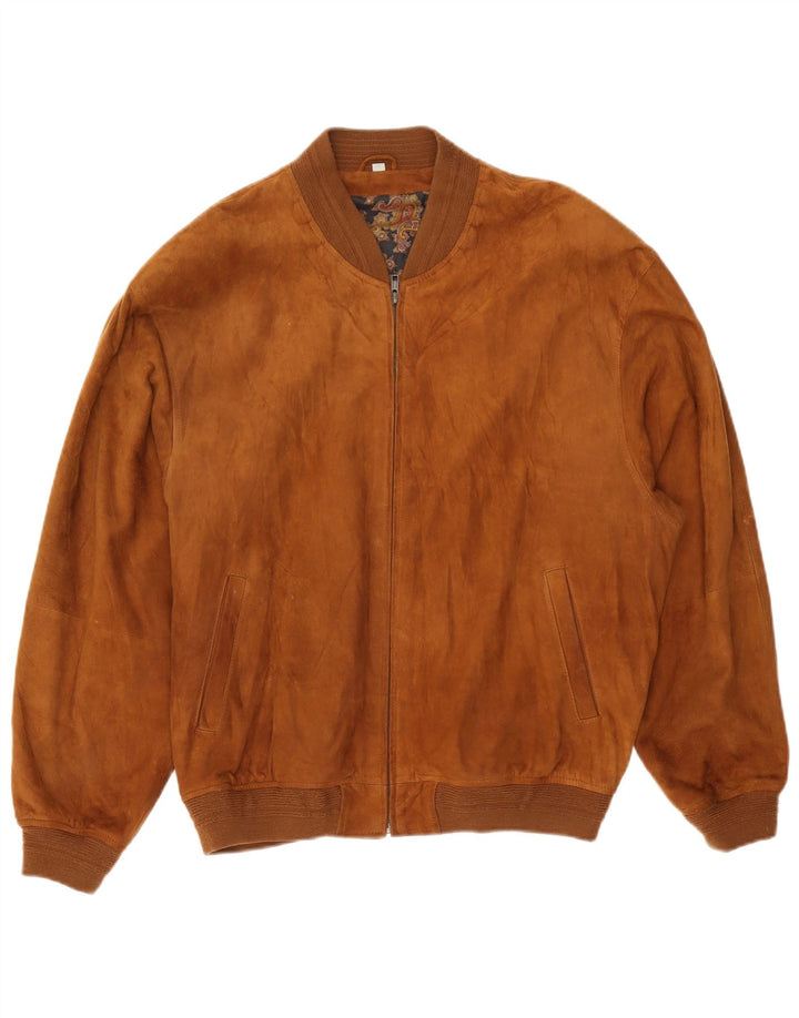 Gatsby Herre Ruskind Bomber Jacket UK 38 Medium Beige Læder