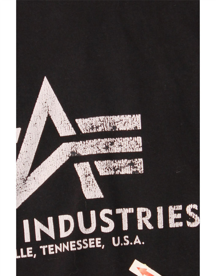 ALPHA INDUSTRIES Dame Grafisk T-Shirt Top UK 10 Lille sort bomuld