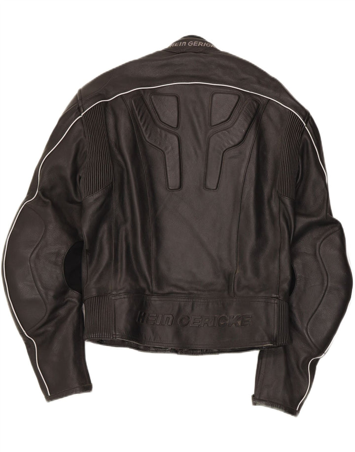 Hein Gericke Dame Læder Biker Jacket EU 52 Stor Sort Læder