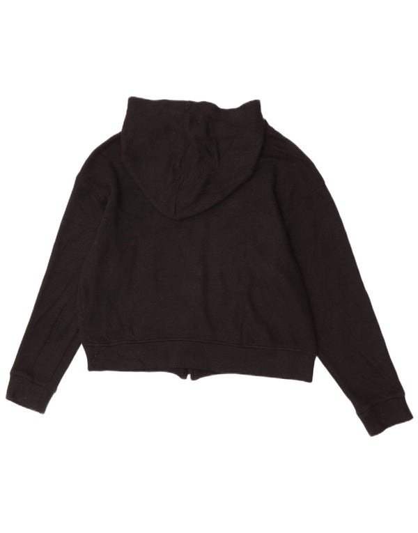 Zara Womens Crop Hoodie Sweater med lynlås UK 14 Medium Black Viscose