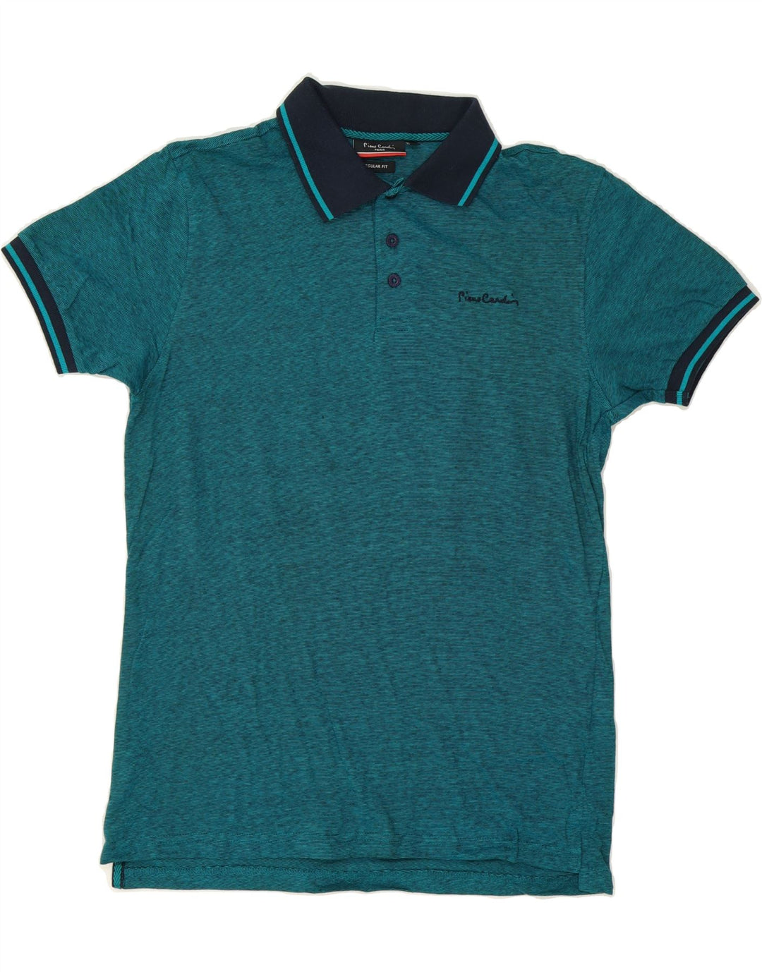 PIERRE CARDIN Mens Regular Fit Polo Shirt Medium Blue Pinstripe Cotton Vintage Pierre Cardin and Second-Hand Pierre Cardin from Messina Hembry 