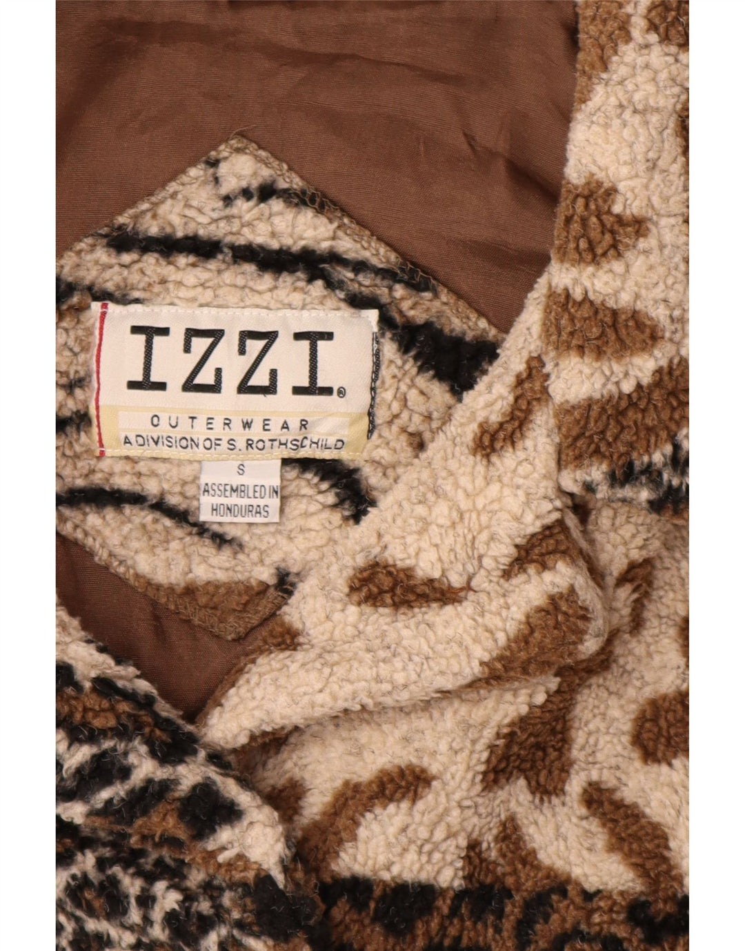 IZZI Dame Oversized Fleecejakke UK 10 Small Brown Animal Print Acryl