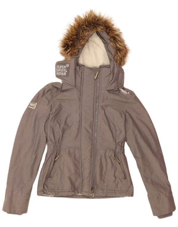 Superdry Womens Windattacker Graphic Windbreaker Jacket UK 10 Small Grey