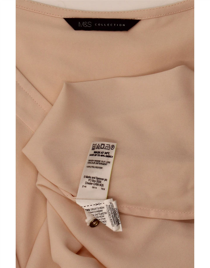Marks & Spencer Dame Langærmet Bluse Top UK 20 2XL Beige Polyester