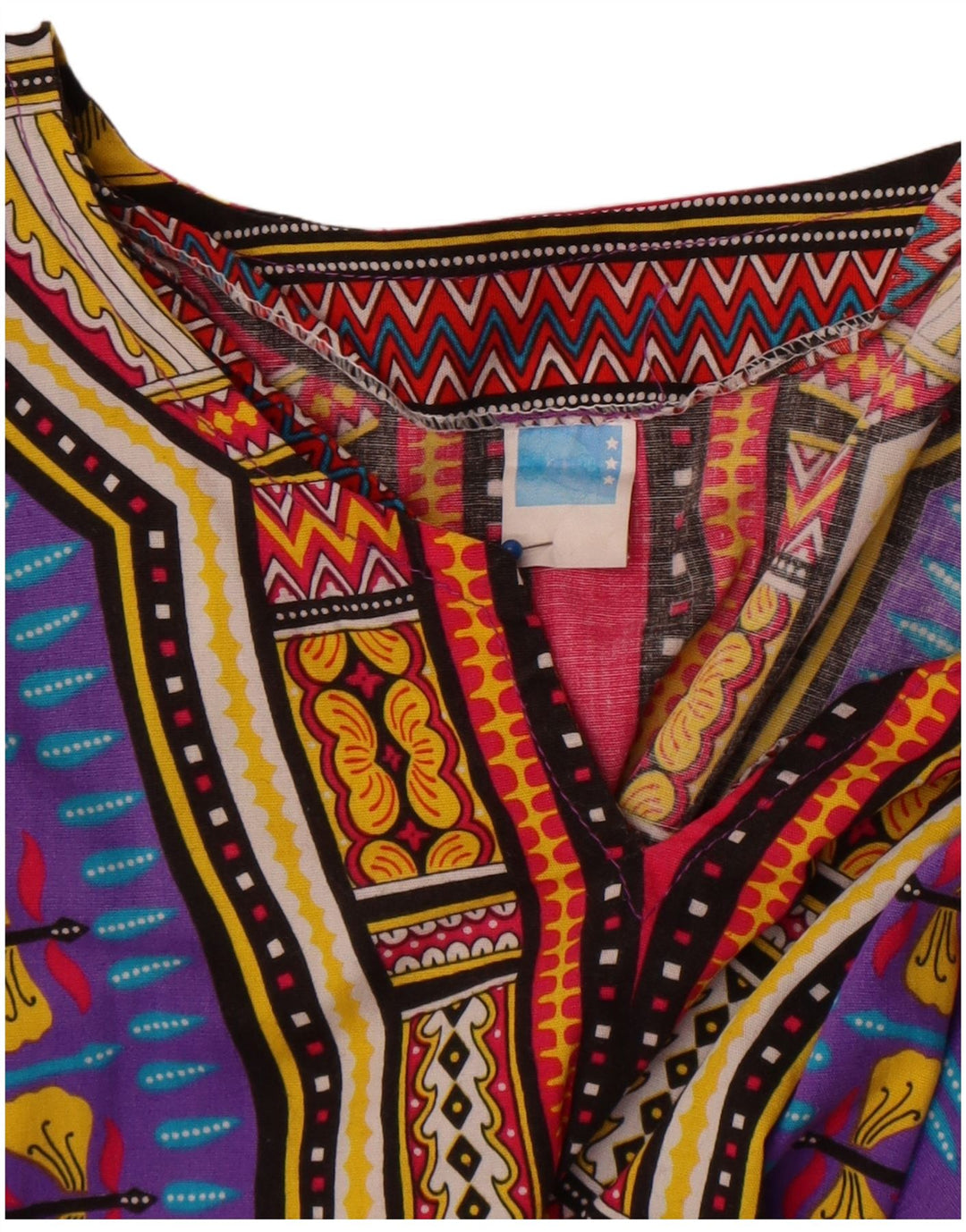 Vintage Dame Strandbluse Top One Size Lilla Geometrisk Bomuld