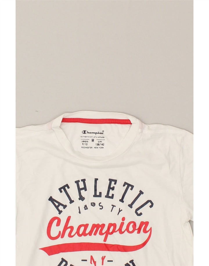 CHAMPION Boys Graphic T-Shirt Top 9-10 Years Medium White | Vintage Champion | Thrift | Second-Hand Champion | Used Clothing | Messina Hembry 