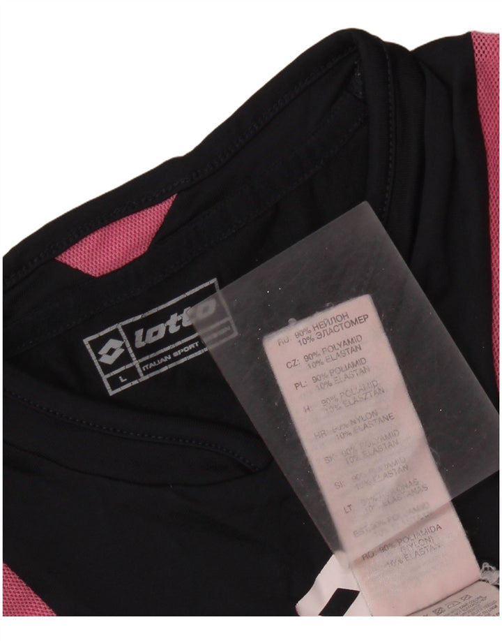 LOTTO Dame T-Shirt Top UK 14 Stor Sort Colourblock Polyamid