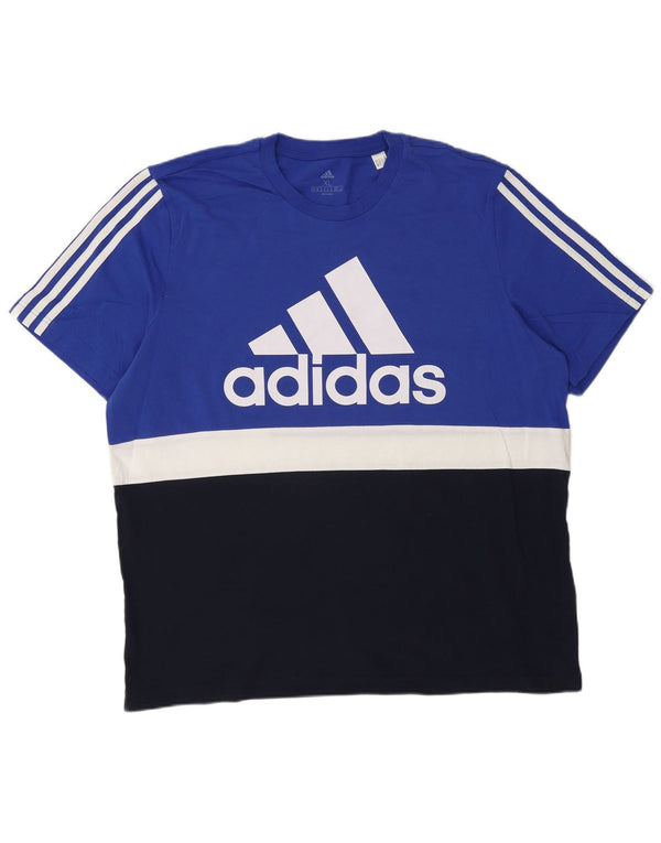 Adidas Herre grafisk T-shirt Top XL Blå Colourblock