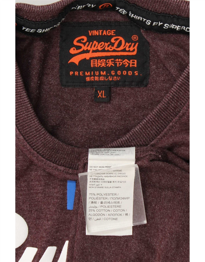Superdry Herre grafisk T-shirt Top XL Burgundy Polyester