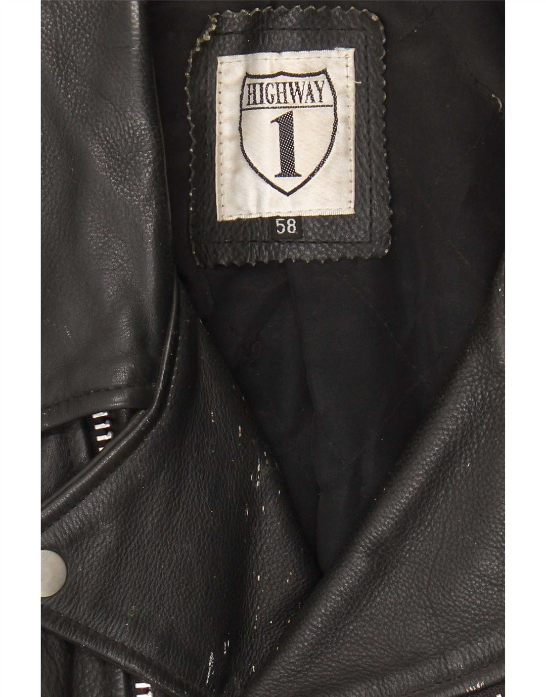 Highway 1 Herre Læder Biker Jacket Størrelse 58 3XL Sort