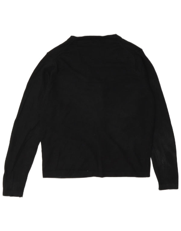 Marks & Spencer Womens Regular Fit Cardigan Sweater UK 12 Medium Black Wool