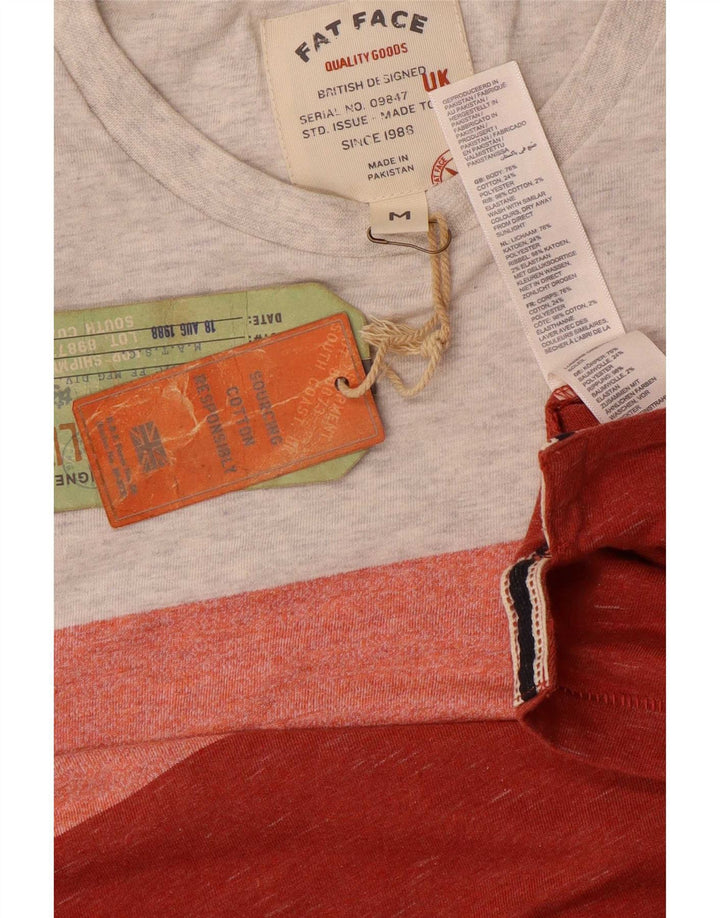 Fat Face Herre T-Shirt Top Medium Rødstribet Bomuld