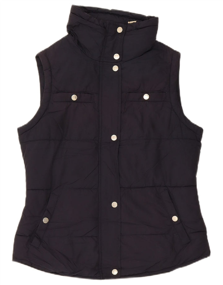Massimo Dutti Dame Polstret Gilet UK 14 Medium Navy Blue Polyester
