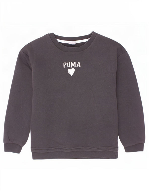 Puma Girls Graphic Sweatshirt Jumper 9-10 år Sort Bomuld