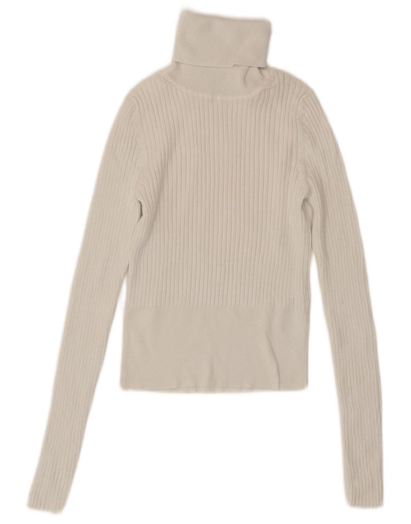 Zara Womens Crop Roll Neck Jumper Sweater UK 8 Small White Viscose