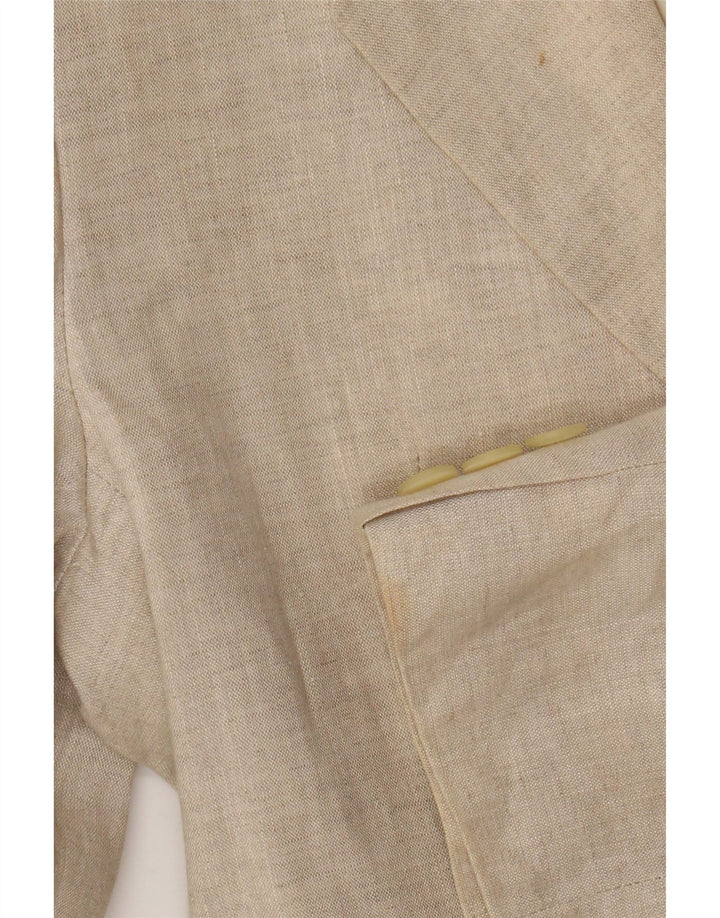 Benetton Dame 2 Button Blazer Jacket IT 40 Small Beige Linen