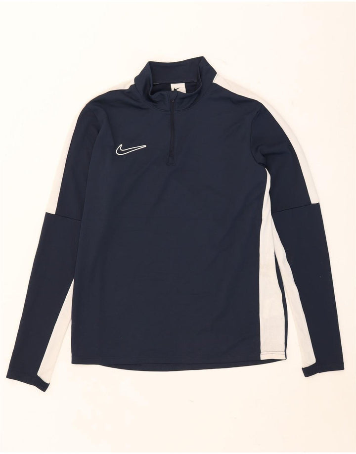 Nike Herre Dri Fit Pullover Træningsdragt Top Medium Navy Blue Colourblock