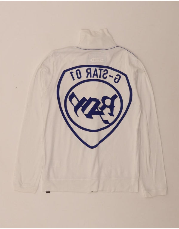 G-STAR Grafisk træningsdragt topjakke til kvinder UK 10 Lille hvid bomuld