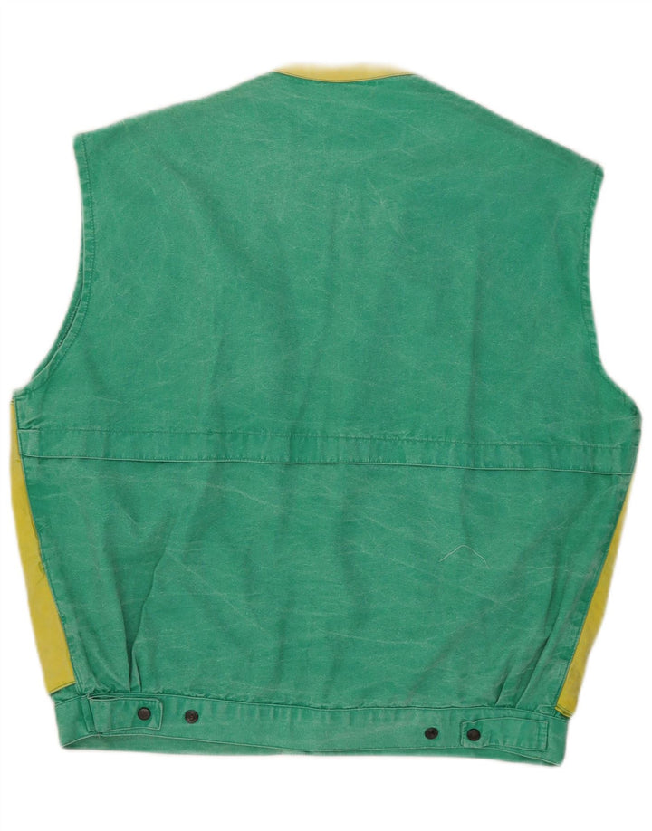 Zip Herre Utility Gilet UK 36 Small Green Colourblock Cotton