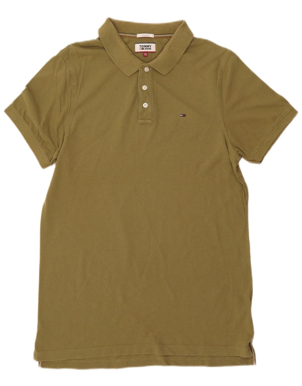 TOMMY HILFIGER Herre Slim Fit Polo Shirt XL Khaki Bomuld