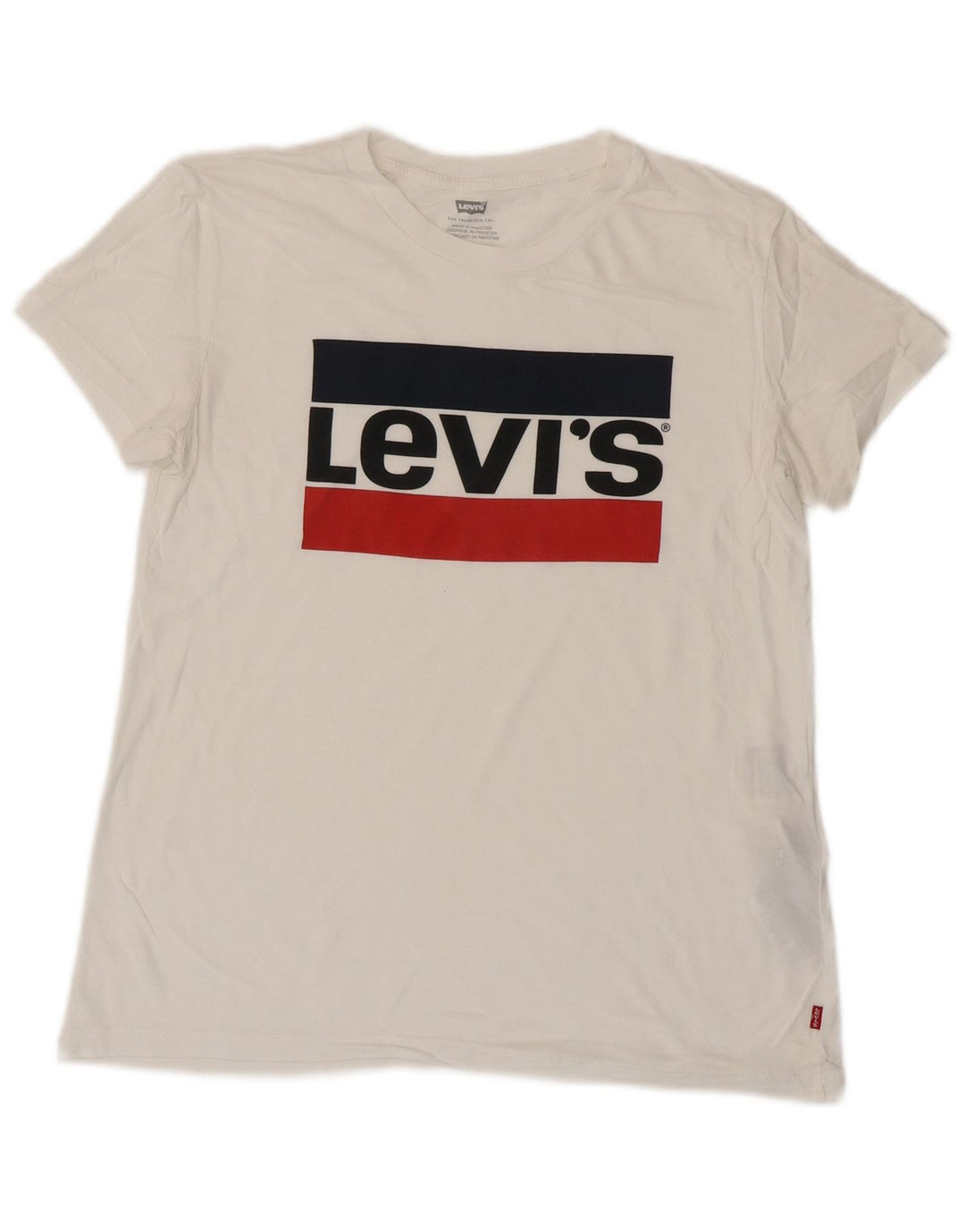 LEVI'S Kvinder Oversized grafisk T-shirt Top UK 6 XS Hvid Bomuld