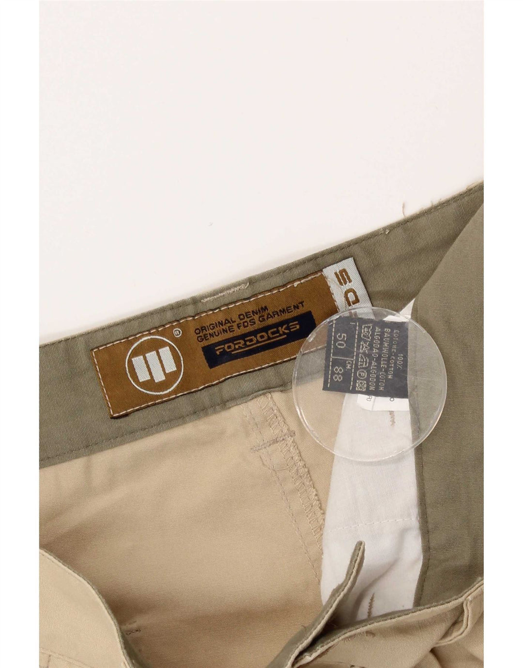 Fordocks Herre Chino Shorts IT 50 Large W34 Beige Bomuld