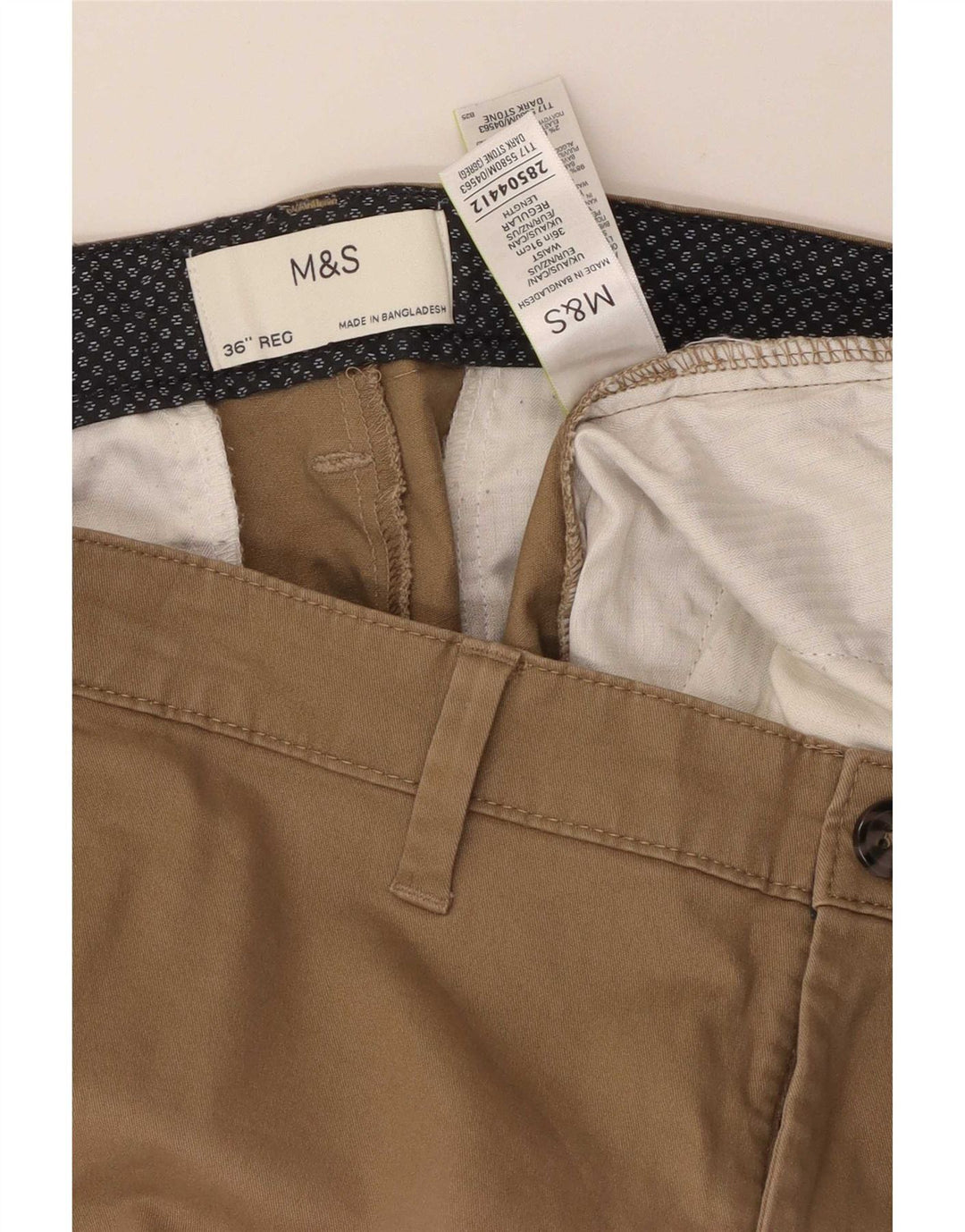 Marks & Spencer Herre Chino Shorts Large W36 Beige Bomuld
