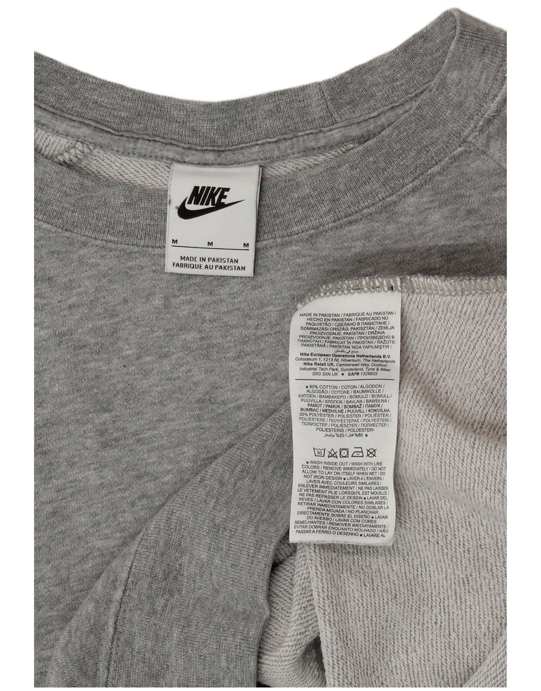 Nike Dame Loose Fit Sweatshirt Jumper UK 12 Medium Grey Bomuld