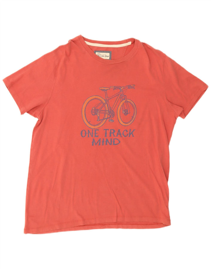 Fat Face Herre Grafisk T-Shirt Top Stor Rød Bomuld