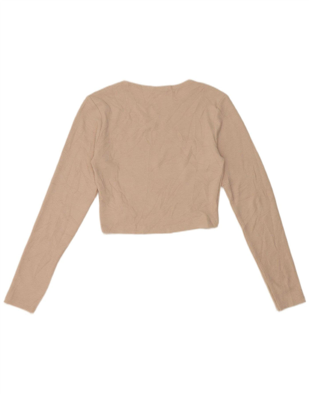 Zara Womens Crop Top Langærmet UK 14 Stor Beige Polyester