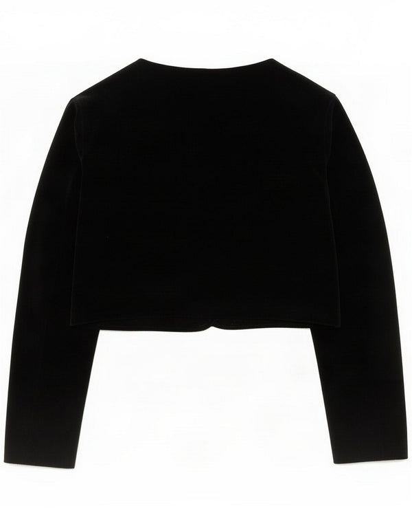Vintage Womens Velvet Bolero Jacket UK 10 Small Black Cotton