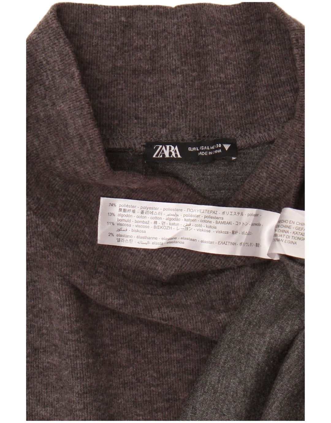 Zara Dame 3/4-ærmet Jumper Dress UK 16 Stor brun polyester