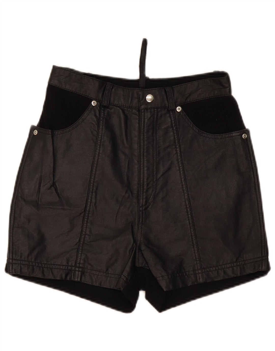 Vintage lædershorts til kvinder UK 10 Small W26 sort læder